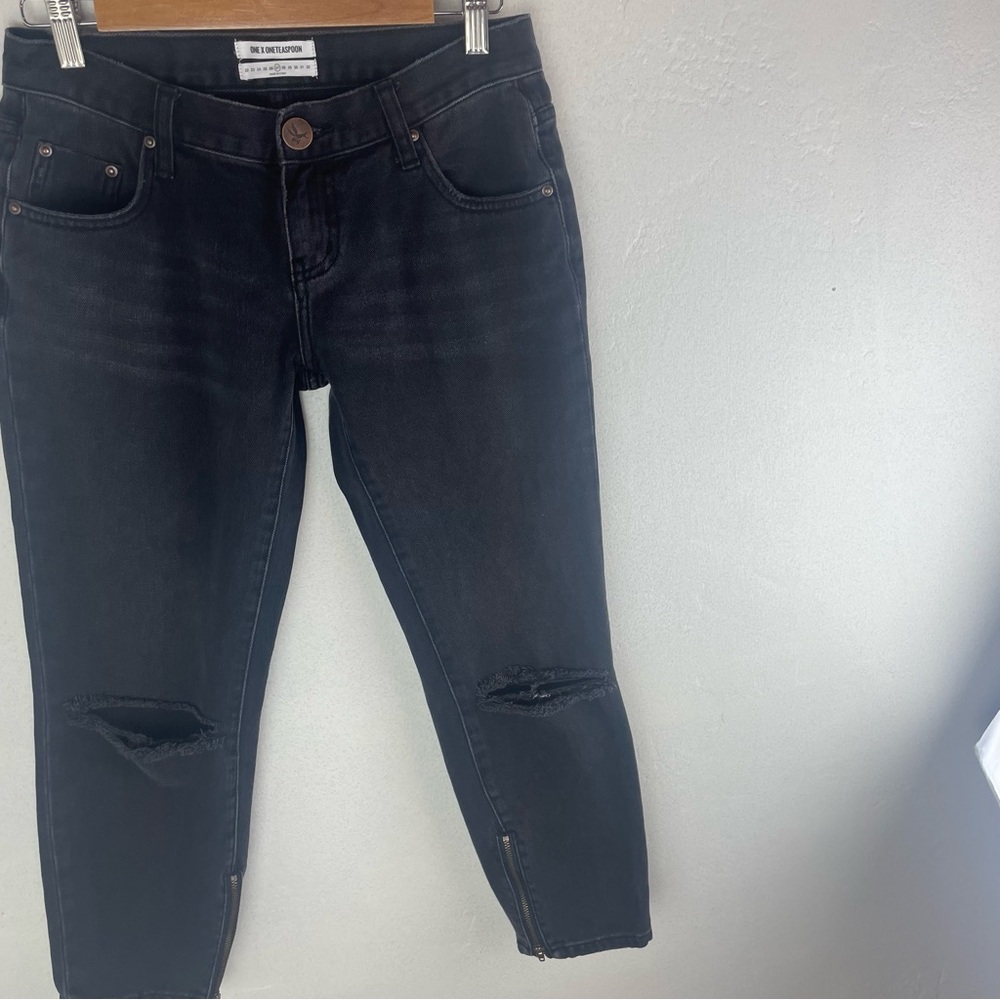 One X Oneteaspoon Black Freebirds low waist skinny leg jeans